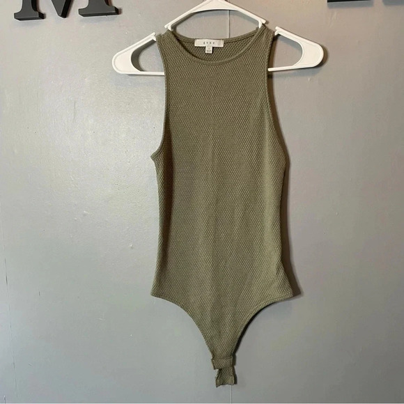 Gaze army green textured high neck sleeveless bodysuit size small - Picture 1 of 7